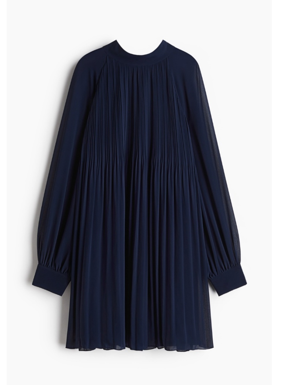 H&M PLEATED CHIFFON DRESS - Navy - Size XL